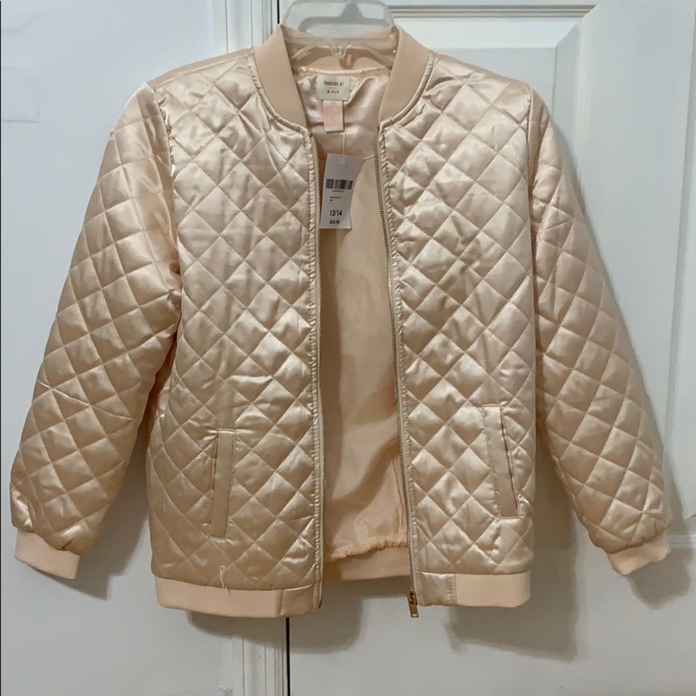 NEW Forever 21 Girls Pink Bomber Jacket